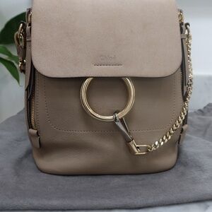 Chloe Small Faye Suede & Leather Backpack GREY cop